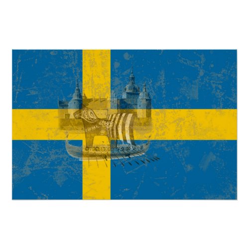 Flag and Symbols of Sweden ID159 Poster