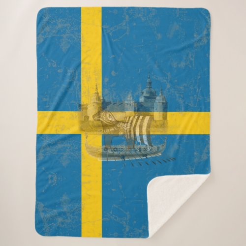 Flag and Symbols of Sweden ID159 Sherpa Blanket