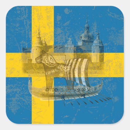 Flag and Symbols of Sweden ID159 Square Sticker