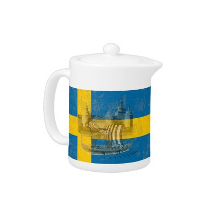Flag and Symbols of Sweden ID159 Teapot