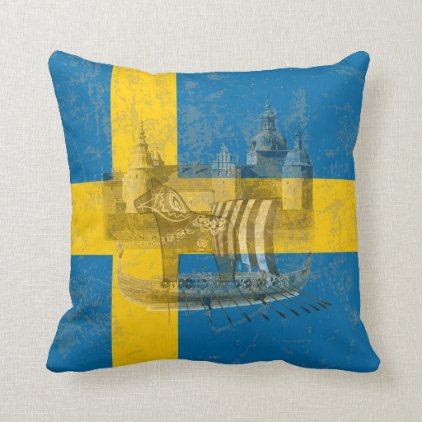 Flag and Symbols of Sweden ID159 Throw Pillow