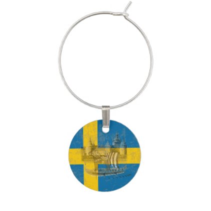Flag and Symbols of Sweden ID159 Wine Glass Charm