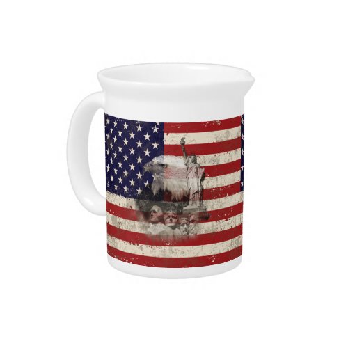 Flag and Symbols of United States Drink Pitcher