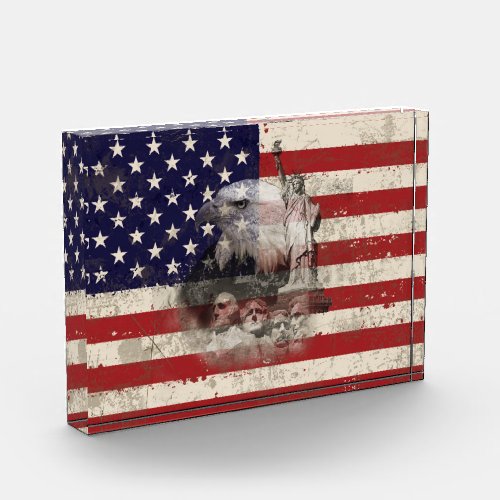 Flag and Symbols of United States ID155 Acrylic Award
