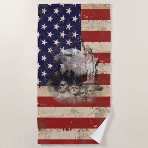 Flag and Symbols of United States ID155 Beach Towel
