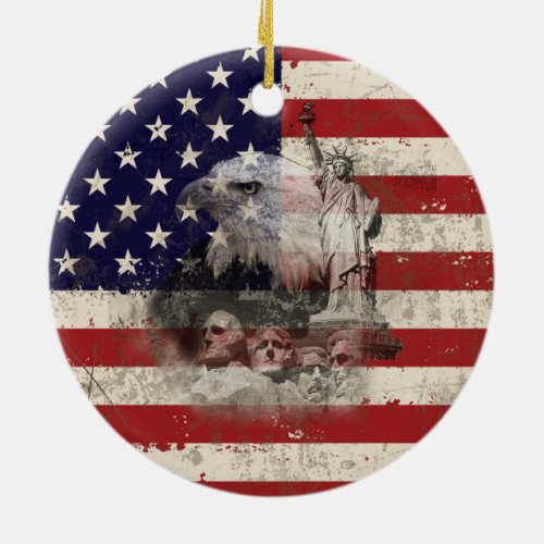 Flag and Symbols of United States ID155 Ceramic Ornament