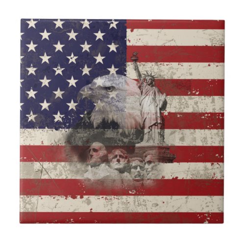 Flag and Symbols of United States ID155 Ceramic Tile