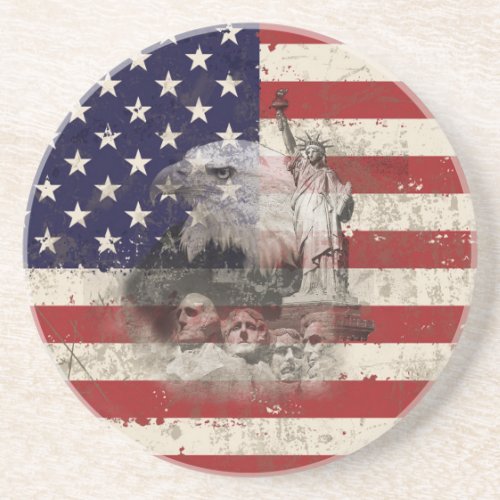 Flag and Symbols of United States ID155 Coaster