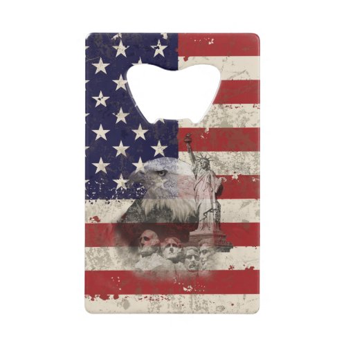 Flag and Symbols of United States ID155 Credit Card Bottle Opener
