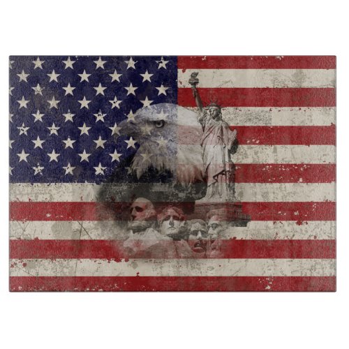 Flag and Symbols of United States ID155 Cutting Board