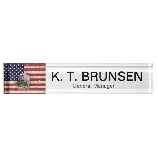 Flag and Symbols of United States ID155 Desk Name Plate