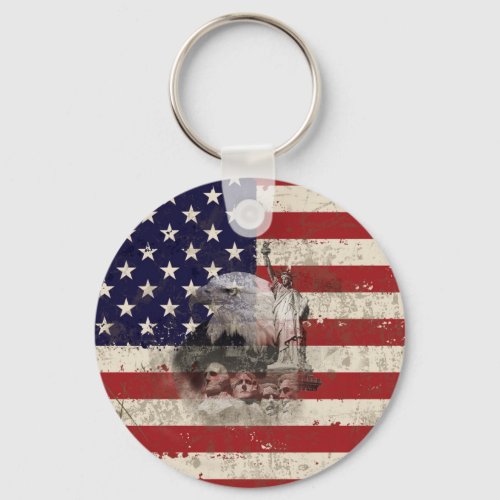 Flag and Symbols of United States ID155 Keychain