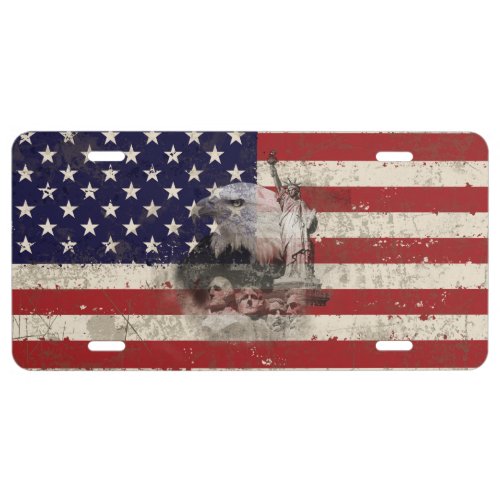 Flag and Symbols of United States ID155 License Plate