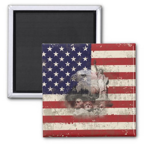 Flag and Symbols of United States ID155 Magnet