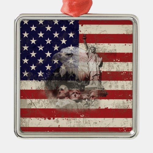 Flag and Symbols of United States ID155 Metal Ornament