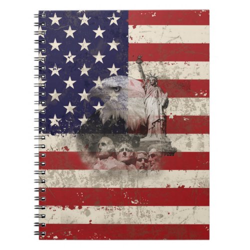 Flag and Symbols of United States ID155 Notebook