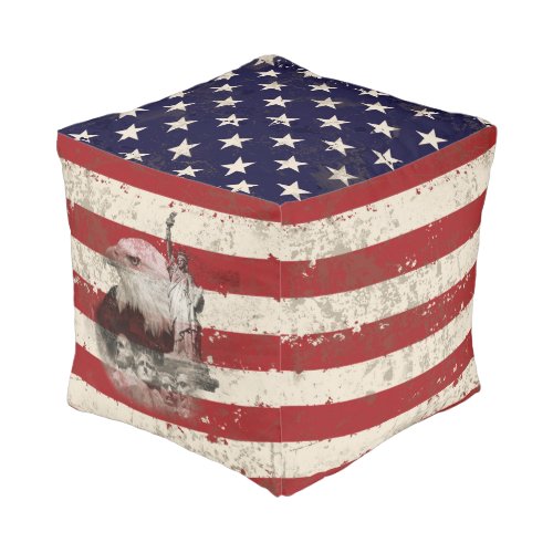 Flag and Symbols of United States ID155 Pouf