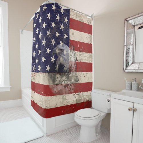 Flag and Symbols of United States ID155 Shower Curtain