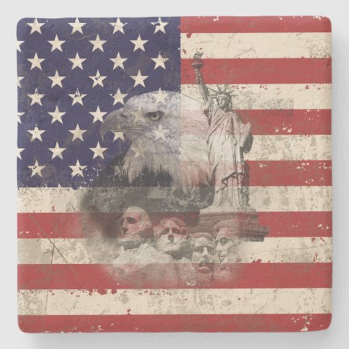 Flag and Symbols of United States ID155 Stone Coaster