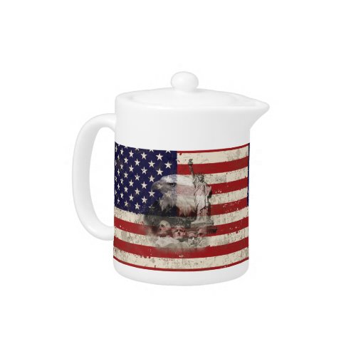 Flag and Symbols of United States ID155 Teapot