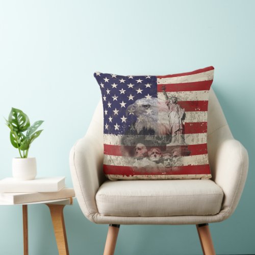 Flag and Symbols of United States ID155 Throw Pillow