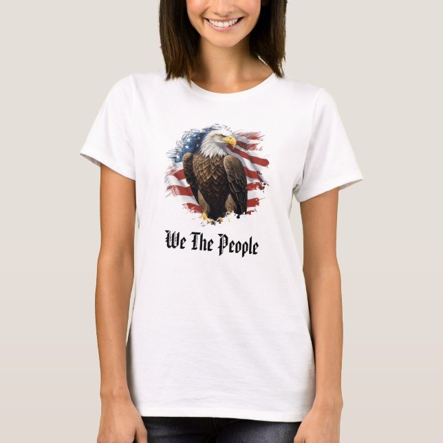 *~* Flag APw7 Patriotic American Stars Bald Eagle T-Shirt (Front)