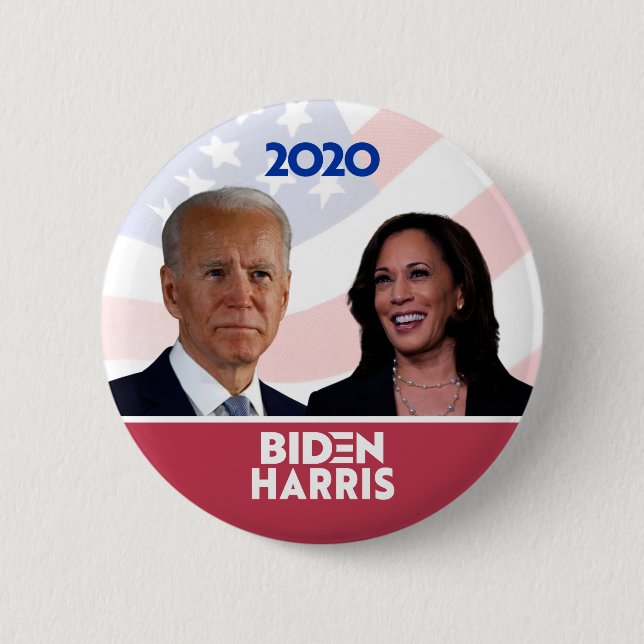 Flag Background Joe Biden Kamala Harris 2020 Butto Button (Front)