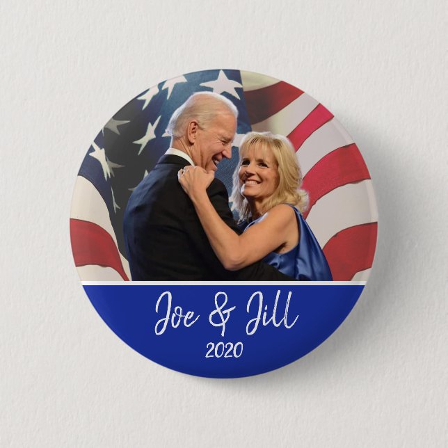 Flag Background Joe & Jill Biden President 2020 Button (Front)