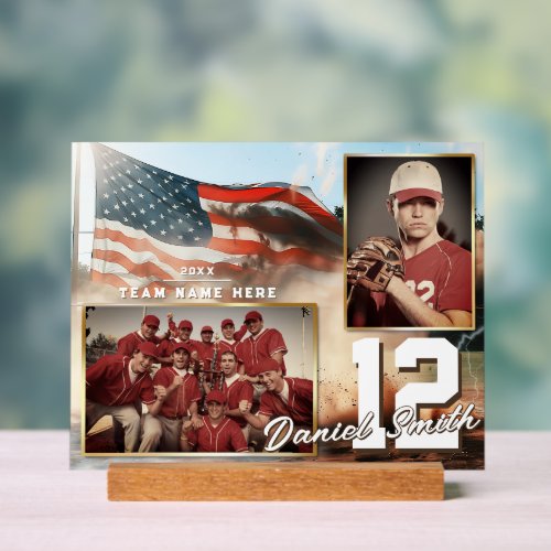 Flag Baseball Memory Mates Template Horizontal  Acrylic Sign