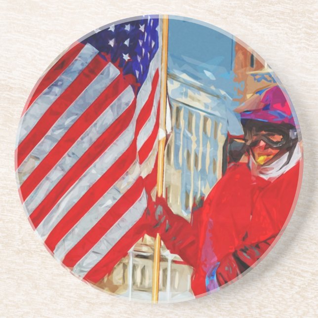 Flag Bearer on Horseback Drink Coaster (Front)