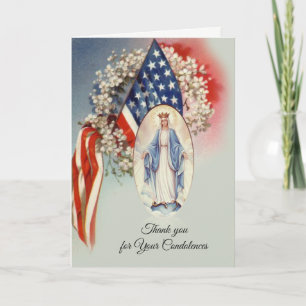 Flag Blessed Virgin Mary Condolence Thank You Card