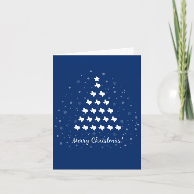 Flag Blue Elegant Texas Christmas Tree Holiday Card (Front)