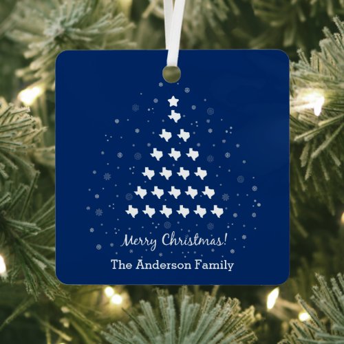 Flag Blue Elegant Texas Christmas Tree Metal Ornament
