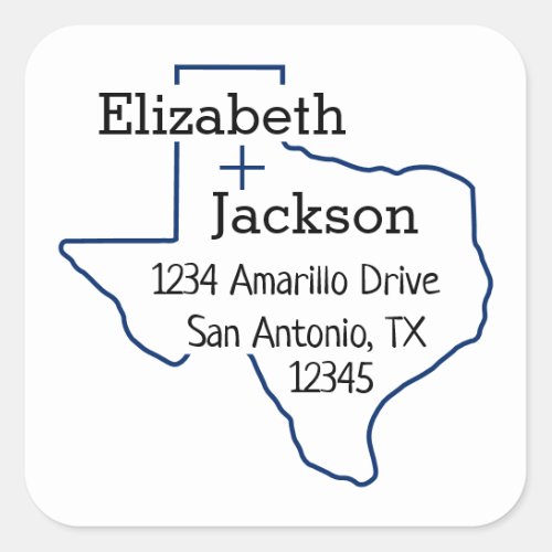 Flag Blue Texas Silhouette Couple Address Label