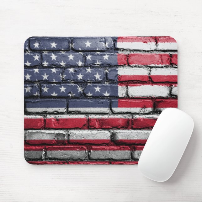 Flag Brick Wall Mouse Pad (With Mouse)