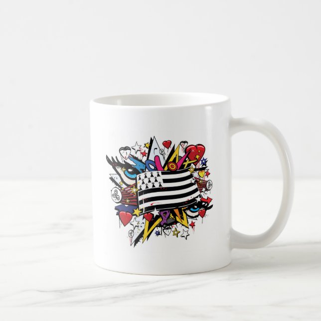 Flag Brittany Breizh graffiti Breton graff Coffee Mug (Right)