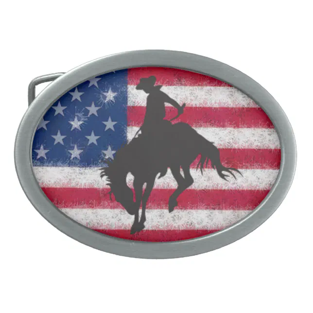 Flag Bucking Horse Belt Buckle | Zazzle