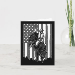 Flag Bull Riding Cowboy 4th Of July Patriotic Rode Card