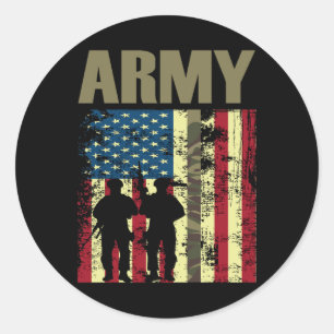 Flag Camo Us Army 4th Of July Usa Military Merica Classic Round Sticker