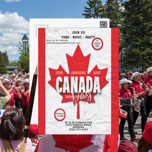 Flag Canada Day July 1st Red Maple Leaf Invitation Postcard