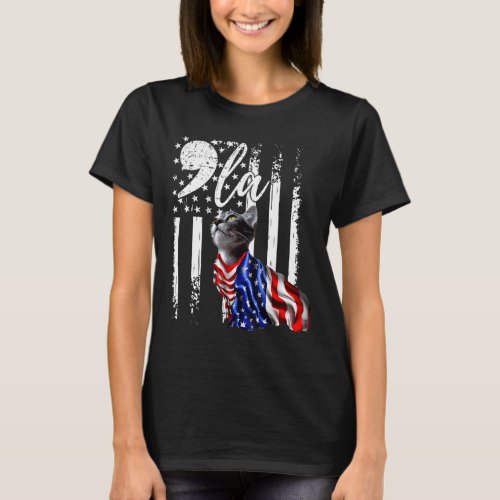 Flag Cat Comma La Kamala Harris For President 2024 T_Shirt