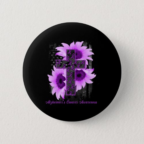 Flag Christian Cross Ribbon Alzheimerheimer Cancer Button