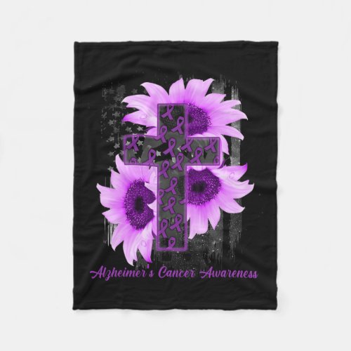 Flag Christian Cross Ribbon Alzheimerheimer Cancer Fleece Blanket