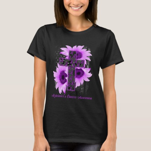 Flag Christian Cross Ribbon Alzheimerheimer Cancer T_Shirt