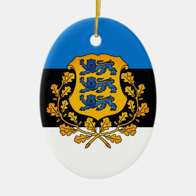 Flag/ coat of arms of Estonia Ceramic Ornament (Front)