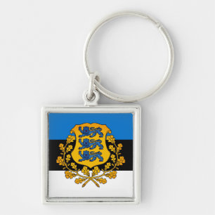 Flag/ coat of arms of Estonia Keychain