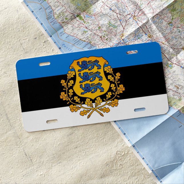 Flag/ coat of arms of Estonia License Plate (In Situ)