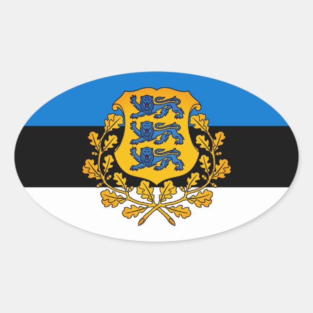 Flag/ coat of arms of Estonia Oval Sticker (Front)