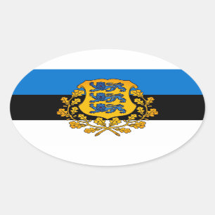 Flag/ coat of arms of Estonia Oval Sticker