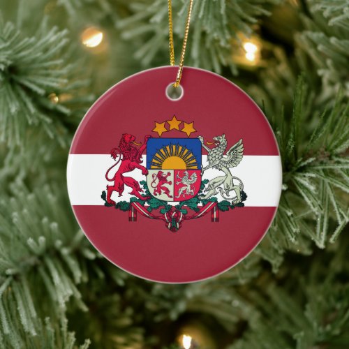 Flag coat of arms of Latvia Ceramic Ornament